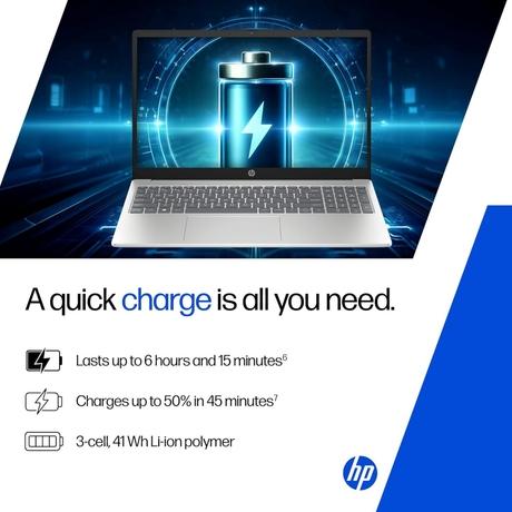 HP 15 AI Laptop, Intel Core Ultra 5 125H, 24GB DDR5 RAM, 1TB SSD, up to 11 TOPS NPU, 39.6 cm - 15.6 inch FHD IPS 300nits, Touchscreen, Backlit Keyboard, Windows 11, MS Office 2024, Natural Silver, 15-fd1458TU-5