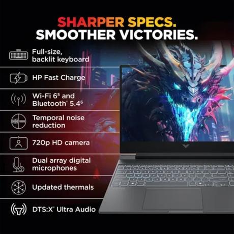 HP Victus 15-FA2532TX Gaming Laptop (Intel Core i7-13650HX/24 GB/512 GB SSD/6 GB-NVIDIA GeForce RTX 4050/Windows 11 Home/MSOffice Home 2024/Full HD), 39.6 cm - 15.6 inch, Performance Blue, Chrome Logo-6