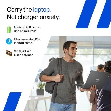 HP OmniBook 3 Laptop, AMD Ryzen 3 30, 8GB LPDDR5 RAM, 512GB SSD, AMD Radeon 610M Graphics, 14 inch (35.56 cm) FHD Anti-Glare 300nits, Backlit Keyboard, Windows 11 Home, MS Office 2024, Mica Silver, 14-HY0034AU-4