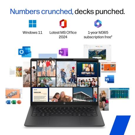 HP OmniBook 3 Laptop, AMD Ryzen 3 30, 8GB LPDDR5 RAM, 512GB SSD, AMD Radeon 610M Graphics, 14 inch (35.56 cm) FHD Anti-Glare 300nits, Backlit Keyboard, Windows 11 Home, MS Office 2024, Mica Silver, 14-HY0034AU-7
