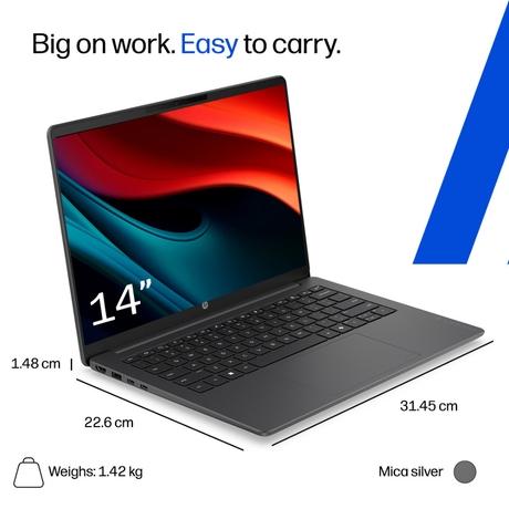 HP OmniBook 3 Laptop, AMD Ryzen 3 30, 8GB LPDDR5 RAM, 512GB SSD, AMD Radeon 610M Graphics, 14 inch (35.56 cm) FHD Anti-Glare 300nits, Backlit Keyboard, Windows 11 Home, MS Office 2024, Mica Silver, 14-HY0034AU-9