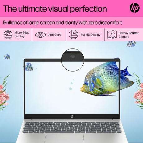 HP 15 Laptop, AMD Ryzen 5 7530U, 16GB DDR4 RAM, 512GB SSD, AMD Radeon Graphics, 15.6 inch (39.62 cm) FHD Anti-Glare 250nits, Backlit Keyboard, Windows 11 Home, MS Office 2024, Natural Silver, 15-FC0782AU-1
