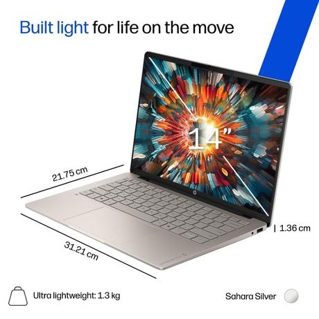 HP Omnibook 5 14-hh0099TU Next Gen AI Laptop (Intel Core Ultra 5 Processor/16 GB/512 TB SSD/Intel Graphic/Windows 11 Home/MS Office Home 2024/OLED), 35.6 cm - 14 inch, Sahara Silver Aluminum-11