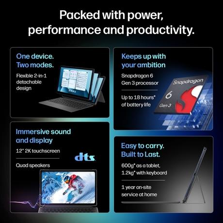 HP OmniPad 12 12-M0005QU Convertible Laptop (Snapdragon SM6475Q/8 GB/128 GB UFC/Qualcomm Adreno GPU/Android 16), 30.38 cm - 12 inch, Denim Blue-5