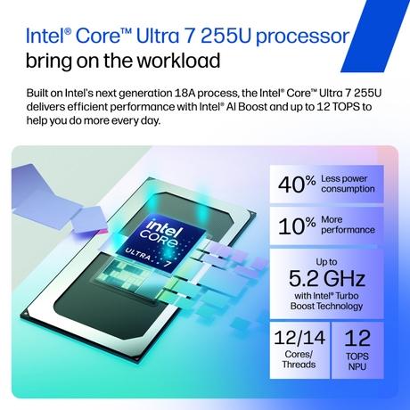 HP Omni Book 3 14-ht0047TU Standard Laptop (Intel Core Ultra 7 255U/16 GB/512 GB SSD/Intel Graphics/Windows 11 Home/MS Office Home 2024/OLED), 35.6 cm - 14 inch, Glacier Silver Aluminum Cover And Base-2