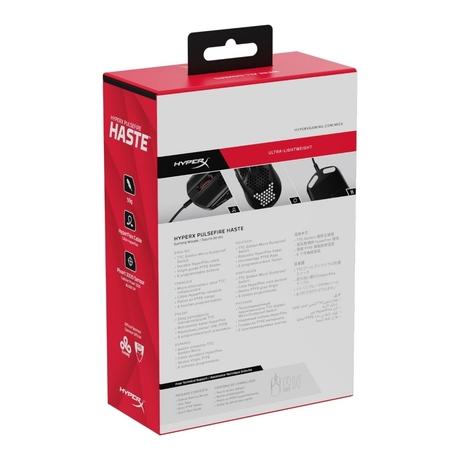 HyperX Pulsefire Haste USB Ultra Lightweight, 59g, Hex Design, Honeycomb Shell, Hyperflex Cable, Up to 16000 DPI, 6 Programmable Buttons Gaming Mouse - Black (4P5P9AA)-10