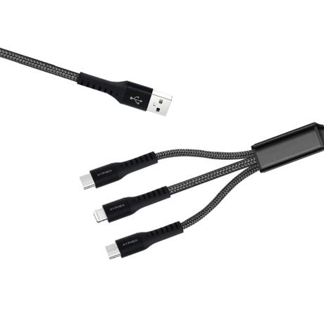 Hyphen 120 cm (1.2 m) 3-in-1 (Lightnig+ Type-C+Micro) Cable, Black-2
