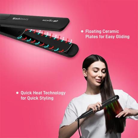 Ikonic Me Black Beauty Hair Iron Straightener, Black-3