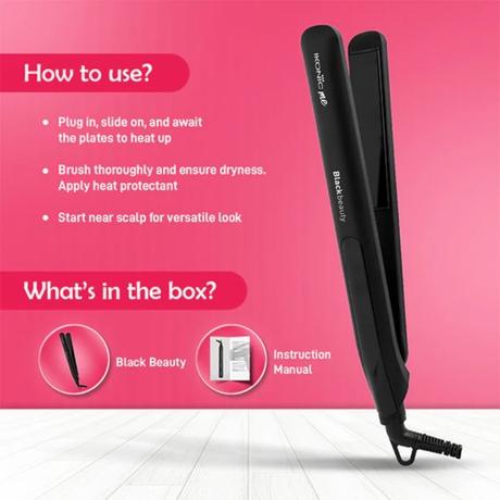 Ikonic Me Black Beauty Hair Iron Straightener, Black-7
