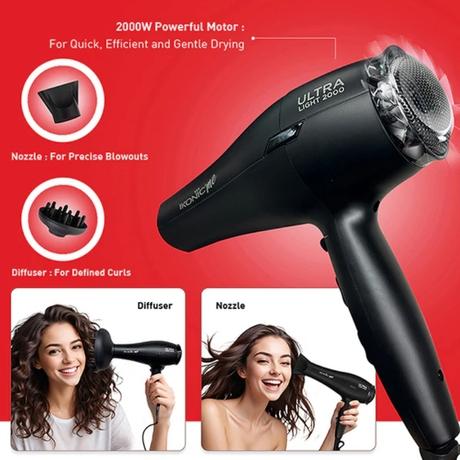 Ikonic Me Ultralight 2000 Hair Dryer, Black-3