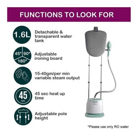 Inalsa Swiftix 1600 Watts Garment Steamer With Dynamic Quick Steam Technology, White/Green-3