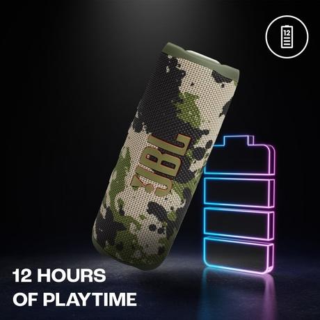 JBL Flip 6 Wireless Portable Bluetooth Speaker with JBL Pro Sound, Upto 12 Hours Playtime, IP67 Water & Dustproof, PartyBoost & Personalization by JBP App (Without Mic), Squad-4