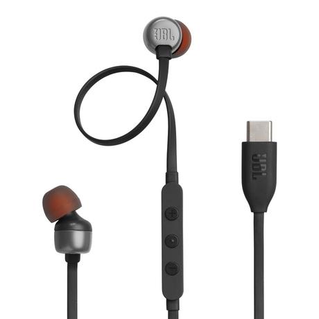 JBL Tune 310 Wired in-Ear Type C Headphones, Hi-Res Audio with Digital-to-Analog Converter, 3-Button EQ Preset Remote with Microphone, Tangle-Free Flat Cable, Compatible with USB-C Devices, Black-0