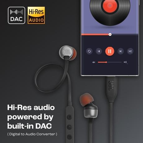 JBL Tune 310 Wired in-Ear Type C Headphones, Hi-Res Audio with Digital-to-Analog Converter, 3-Button EQ Preset Remote with Microphone, Tangle-Free Flat Cable, Compatible with USB-C Devices, Black-3