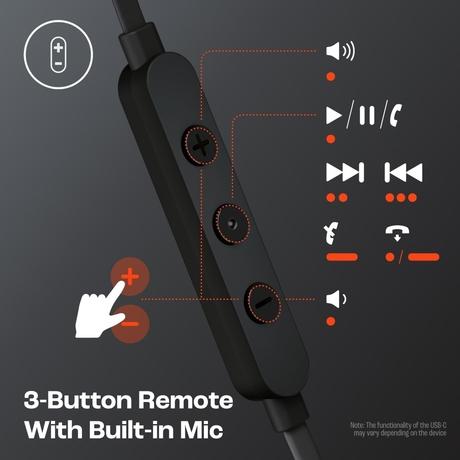 JBL Tune 310 Wired in-Ear Type C Headphones, Hi-Res Audio with Digital-to-Analog Converter, 3-Button EQ Preset Remote with Microphone, Tangle-Free Flat Cable, Compatible with USB-C Devices, Black-6