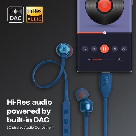 JBL Tune 310 Wired in-Ear Type C Headphones, Hi-Res Audio with Digital-to-Analog Converter, 3-Button EQ Preset Remote with Microphone, Tangle-Free Flat Cable, Compatible with USB-C Devices, Blue-3