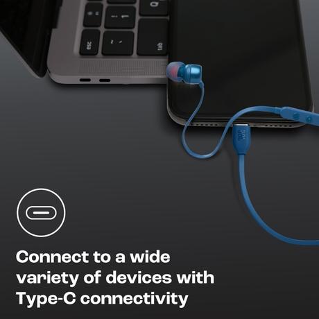 JBL Tune 310 Wired in-Ear Type C Headphones, Hi-Res Audio with Digital-to-Analog Converter, 3-Button EQ Preset Remote with Microphone, Tangle-Free Flat Cable, Compatible with USB-C Devices, Blue-4