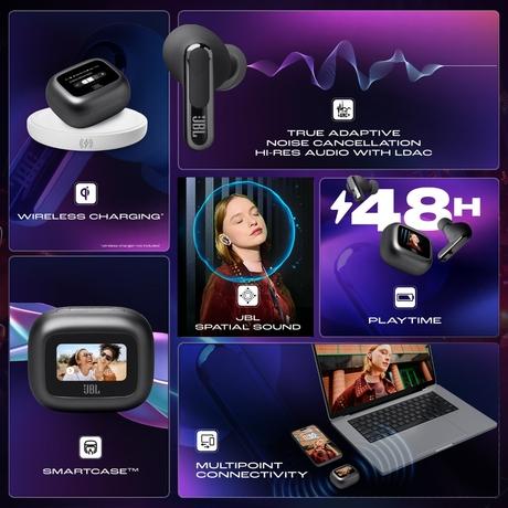 JBL New Launch Live Beam 3, Hi-Res Audio True ANC TWS, Smart Case with Touch Display, 48 H Playtime, Wireless Charging, 6 Mic, Multipoint connection, IP55 proof, Headphones App, Personi-Fi 3.0, Black-18