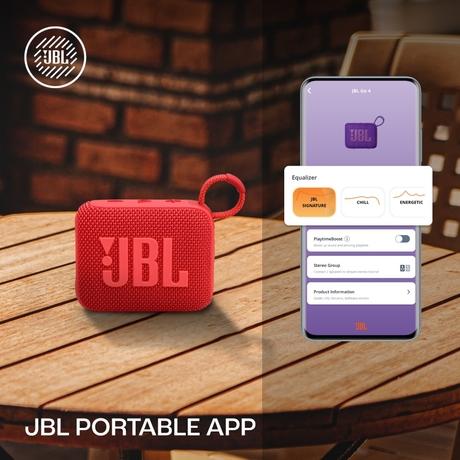 JBL Go 4, Wireless Ultra Portable Bluetooth Speaker, Pro Sound, Vibrant Colors , Water & Dust Proof, Type C (Without Mic.), Red-5