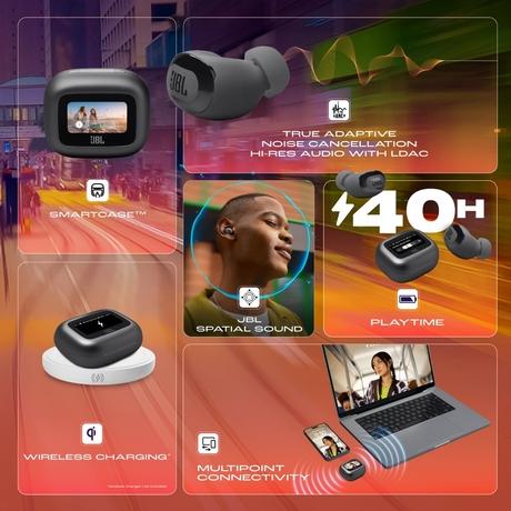 JBL Live BUDS 3. True Wireless Noise Cancelling Earbuds, Hi Res Audio With JBL Signature Sound, 40 Hours Playtime, Multi Point Connection, IP 55 Waterproof and Dustproof, JBL Headphones App, Personifi 3.0 (Black)-7