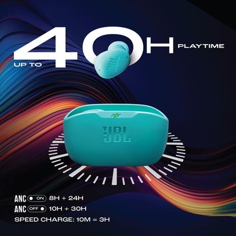 JBL New Launch Wave Buds 2 Ear Buds Wireless TWS Bluetooth v5.3 Earbuds with ANC, Smart Ambient, Extreme Bass & Relax Mode, Multi Connect, Speed Charge, Fast Pair, 40 H Playtime, 4 Mics, IP54 (Blue)-5