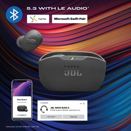JBL New Launch Wave Buds 2 Ear Buds Wireless TWS Bluetooth v5.3 Earbuds with ANC, Smart Ambient, Extreme Bass & Relax Mode, Multi Connect, Speed Charge, Fast Pair, 40 H Playtime, 4 Mics, IP54 (Black)-10