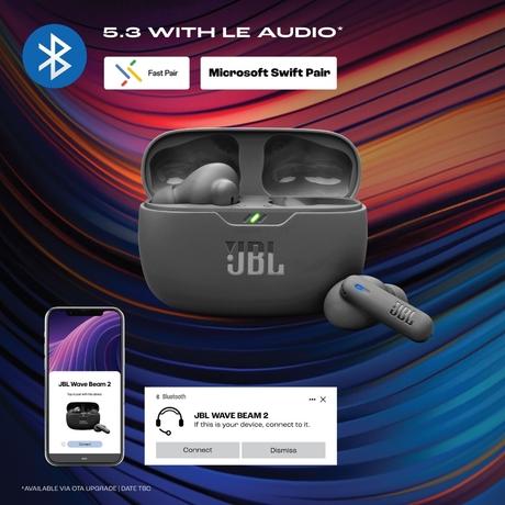 JBL New Launch Wave Beam 2 Ear Buds Wireless TWS Bluetooth v5.3 Earbuds with ANC, Smart Ambient, Extreme Bass & Relax Mode, Multi Connect, Speed Charge, Fast Pair, 40 H Playtime, 4 Mics, IP54 (Black)-10