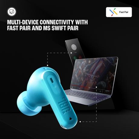 JBL Tune Beam 2 Ear Buds Wireless TWS Bluetooth v5.3 Earbuds with Adaptive NC, Smart Ambient, Extreme Bass & Relax Mode, Multi Connect, Personi-fi 3.0, Speed Charge, Fast Pair, 48 H Playtime, 6 Mics, IP54 (Turquoise Blue)-6