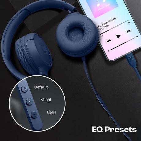 JBL Tune 520C On-Ear Type C Wired Headphone, Pure Bass Sound, 3-Button Remote with Microphone, Comfort fit and Foldable Design (Blue)-7