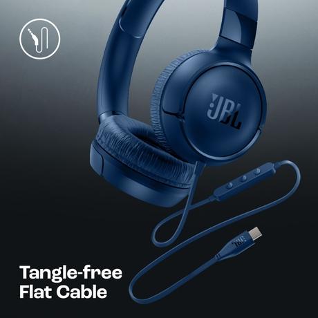 JBL Tune 520C On-Ear Type C Wired Headphone, Pure Bass Sound, 3-Button Remote with Microphone, Comfort fit and Foldable Design (Blue)-8