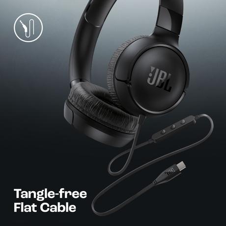 JBL Tune 520C On-Ear Type C Wired Headphone, Pure Bass Sound, 3-Button Remote with Microphone, Comfort fit and Foldable Design (Black)-8