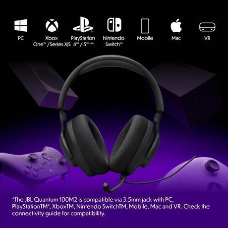 JBL Quantum 100M2 Wired Over-Ear Gaming Headset with JBL QuantumSOUND Signature, 3.5 mm Jack, Multi-Platform Compatibility and Removable Microphone with Mute Option, Black-1