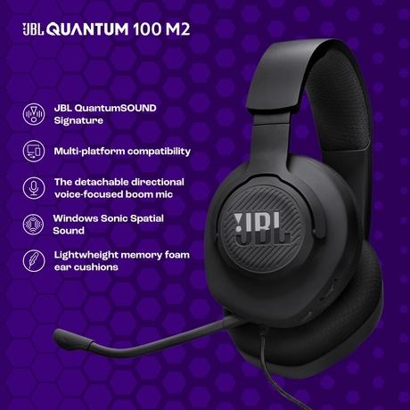 JBL Quantum 100M2 Wired Over-Ear Gaming Headset with JBL QuantumSOUND Signature, 3.5 mm Jack, Multi-Platform Compatibility and Removable Microphone with Mute Option, Black-3