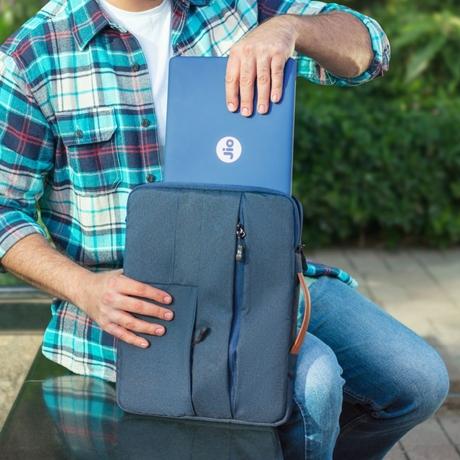 Sleeve Carry Case for JioBook with Front Pocket, Blue, 33.78 cm (13.3 inch)-0