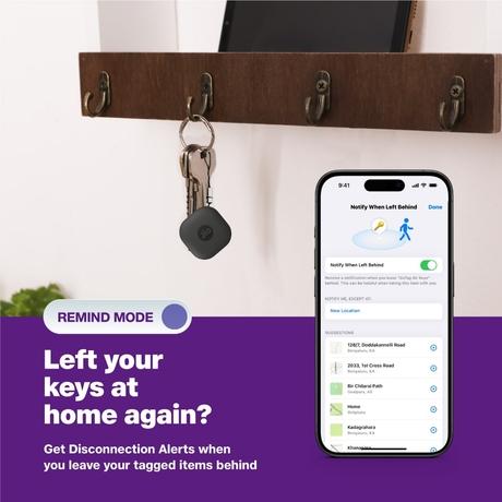 JioTag Air Grey for iOS, Apple Find My Network Item Finder, Worldwide Tracking for Keys, Wallets, Luggage, Pets, Gadgets and more, 1+1 Year Battery, No SIM Needed, 120 db Sound, Bluetooth v5.3-4