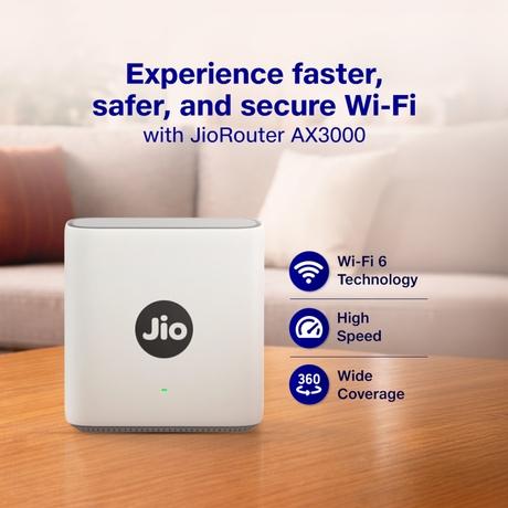 Jio AX3000 WiFi 6 Router, Up to 3000 Mbps Speed, Covers 1500 sq. ft., Supports 100+ Devices, PPPoE Compatible, Dual Band Gigabit-2