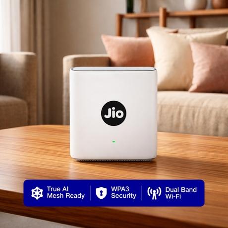 Jio AX3000 WiFi 6 Router, Up to 3000 Mbps Speed, Covers 1500 sq. ft., Supports 100+ Devices, PPPoE Compatible, Dual Band Gigabit-5
