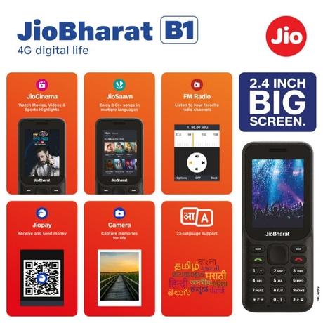 JioBharat B1 4G Keypad Phone with JioCinema, JioSaavn, JioPay (UPI), 6.1 cm (2.4 Inch) Big Display, Powerful Battery (2000mAh), Digital Camera, Black, Locked for JioNetwork-7