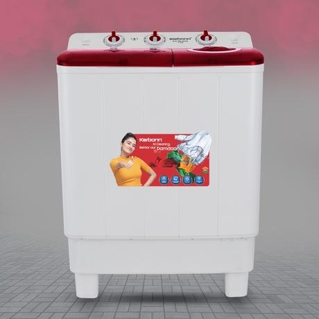 Karbonn 7 Kg Semi Automatic Top Load Washing Machine, White/Red, KJC70S-2024L-0
