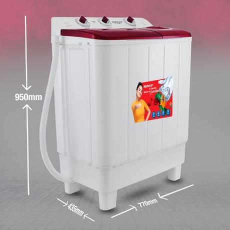 Karbonn 7 Kg Semi Automatic Top Load Washing Machine, White/Red, KJC70S-2024L-1