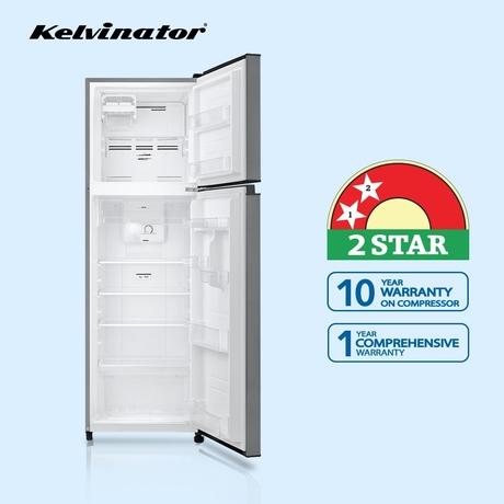 Kelvinator 270 litres 2 Star Double Door Refrigerator, Bright Silver KRF-A290BSV-11