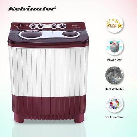 Kelvinator 8 kg Top Loading Semi-Automatic Washing Machine with 3D Aqua clean and Memory Backup, KWS-A800CR-4
