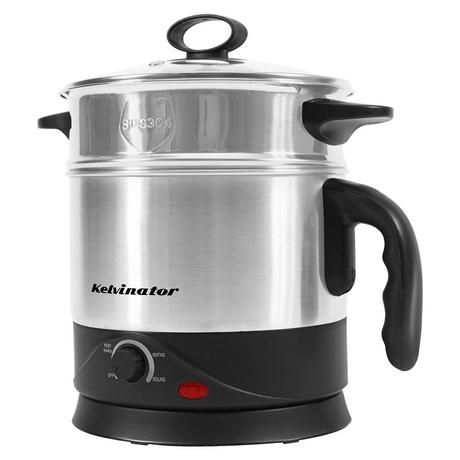 Kelvinator 1.2L 600W Food Grade Electric Kettle with Temperature Controller, Steamer, Egg Boiler, Toughened Glass Lid, Cool Touch Body, Dry Boil Protection, Auto Shut-off, 2 Years Warranty, Black and Stainless Steel-3