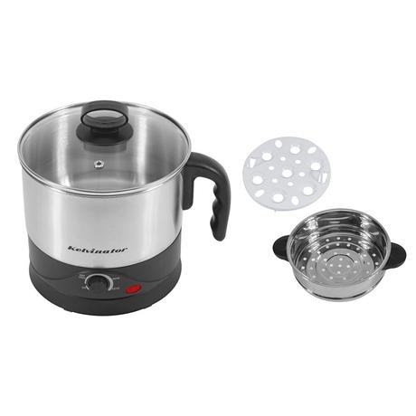 Kelvinator 1.2L 600W Food Grade Electric Kettle with Temperature Controller, Steamer, Egg Boiler, Toughened Glass Lid, Cool Touch Body, Dry Boil Protection, Auto Shut-off, 2 Years Warranty, Black and Stainless Steel-9