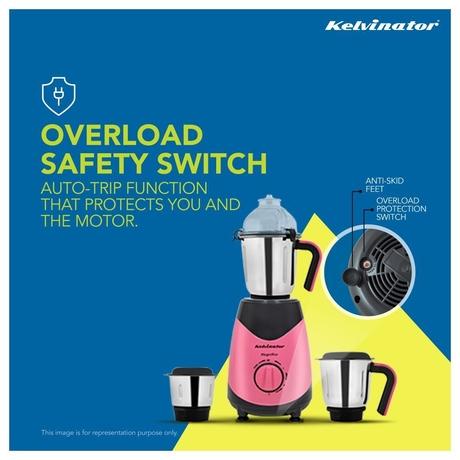 Kelvinator Magnifico KMG00455 Mixer Grinder with 3 Jar, Pink Black-2