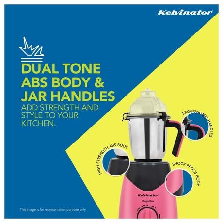 Kelvinator Magnifico KMG00455 Mixer Grinder with 3 Jar, Pink Black-6