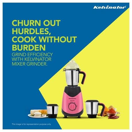 Kelvinator Magnifico KMG00455 Mixer Grinder with 3 Jar, Pink Black-9