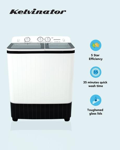 Kelvinator 7.0 Kg Top Load Semi-Automatic Washing Machine, KWS-C700BK, Black-2