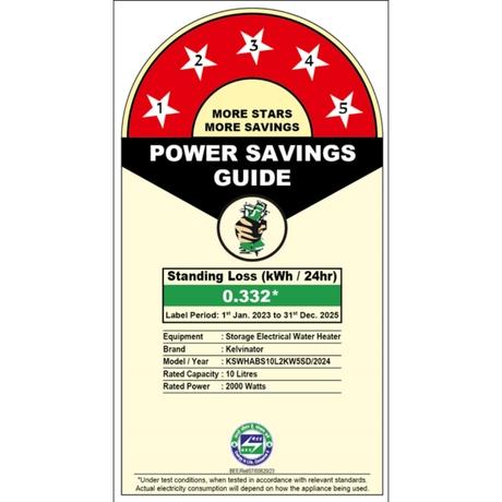 Kelvinator 10 L Storage Water Heater, KSWHABS10L2KW5SD-1