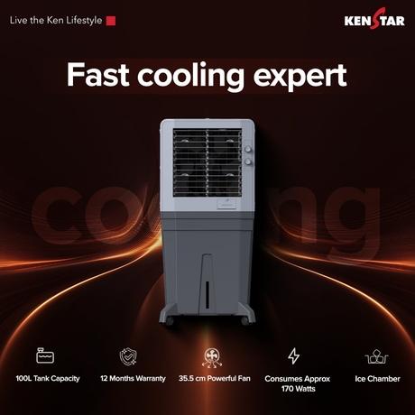 Kenstar Farrata 100L Desert Air Cooler, Light Grey & Dark Grey-2
